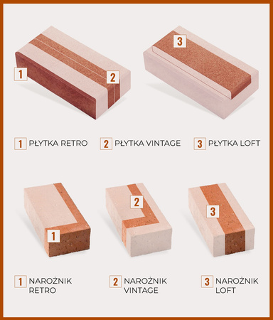 PŁYTKI Z CEGŁY ROZBIÓRKOWEJ RETRO KLASYCZNY 7x27x2