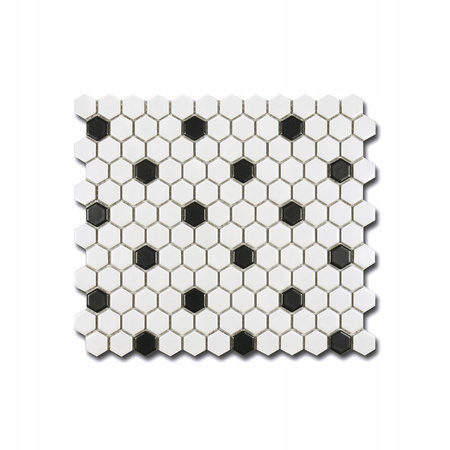 Mozaika Hexagon Blanco&BLACK 26x30
