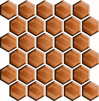 MOZAIKA COPPER GLASS HEXAGON MOSAIC 25x25,8 CC